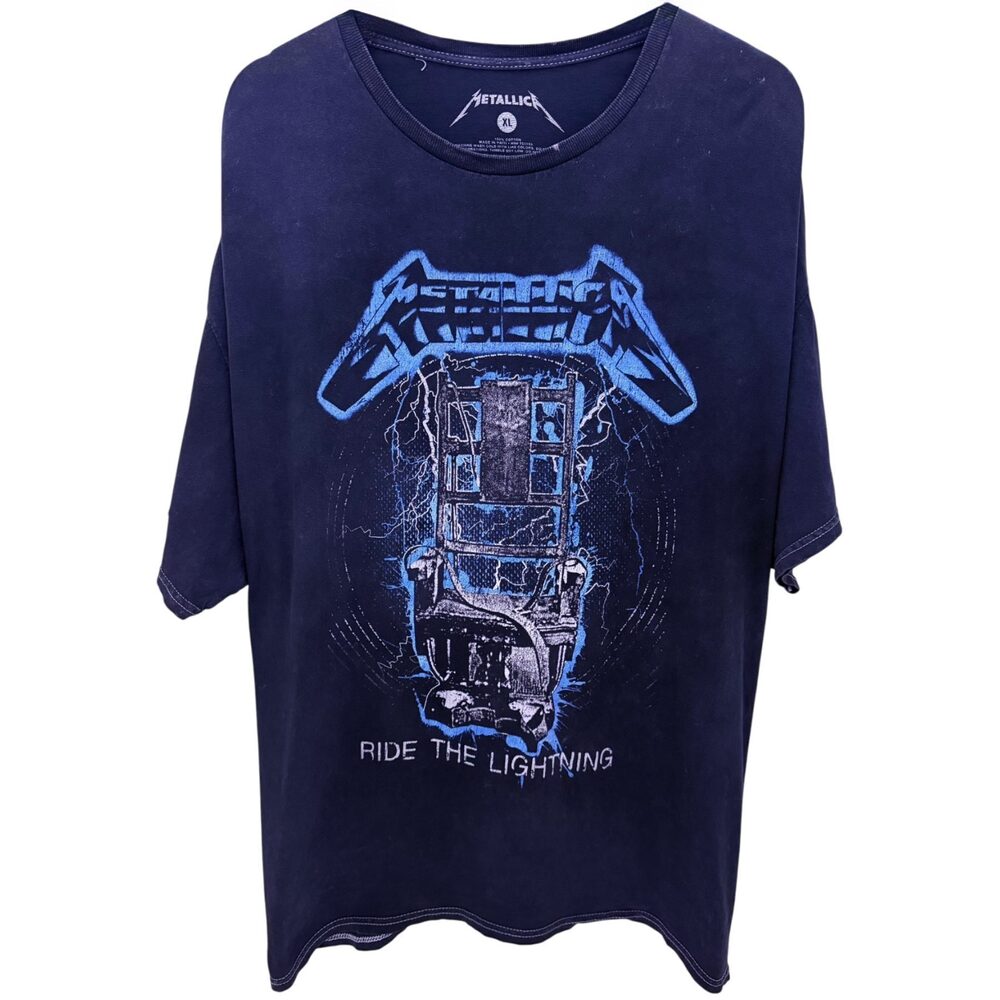 Metallica Electric Black and Blue “RIDE THE LIGHTNING" Graphic T-Shirt Men's XL